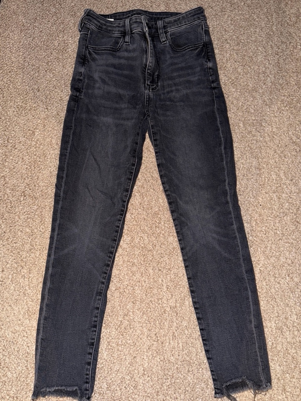 American Eagle Outfitters Black Skinny Jeans with Raw Hem